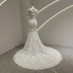 SL-9565 SuLi Customized Off the Shoulder Bride Mermaid Wedding Dress Lace Beading Bridal Gown