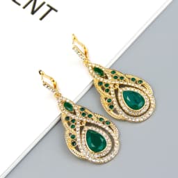 Sunspicems Chic Morocco Women Drop Earring Full Crystal 18K Gold Color Palace Banquet Wedding Jewelry French Bridal Earring Gift