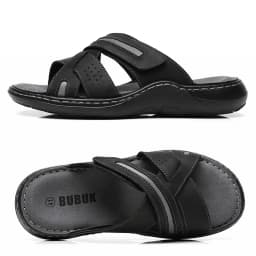 Bubuk Retro Genuine Leather Sandals, Made from Top-Layer Cowhide and Hand-Stitched, Versatile Men's Fashion Slippers for Business and Casual Wear