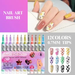 12Pcs/Set Colourful Waterproof Nail Art Graffiti Pen DIY 3D Nail Art Drawing Pen Abstract Line Manicure Tool Painting Liner