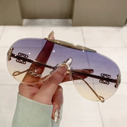 cutting rimless oversize one piece shield sunglasses for women fashion alloy big frame gradient Y2K sun glasses ladies shades