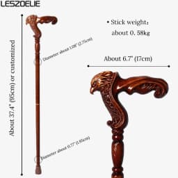 Eagle Head Wooden Walking Cane Men Detachable Reddish Brown German Beech Wood Sticks for Man And Woman Elegant Wooden Canes