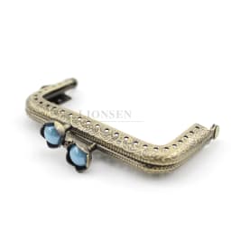 10pcs 8.5cm Lotus Head Beads Bronze Flat Edges Square Metal Purse Frame Handle for Clutch Bag Accessories Making Kiss Clasp