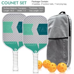 HOOWAN Pickleball Paddle Set of 2 Pickleball Rackets, 4 Outdoor Balls, Carrying Bag, Lightweight and Durable Pickle Ball Paddle