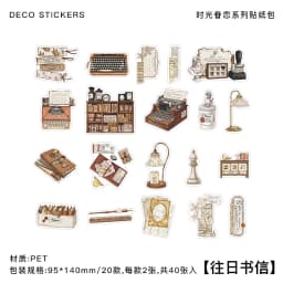 4style 40pcs Vintage Dark Art PET Stickers Creativity Decorative Diary Album Scrapbooking Collage material Junk Journal Supplies
