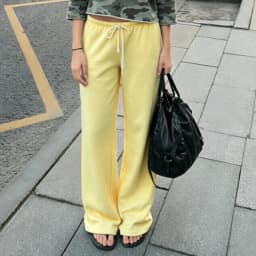 Women Drawstring Wide Leg Sweatpants Casual Loose Flared Trousers Solid Color High Waist Jogger Pants Streetwear Lounge Wear