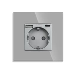 Bingoelec Power Socket,16A EU Standard Electrical Outlet 86mm*86mm White Crystal Glass Panel Wall Socket