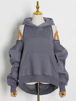 Autum Casual Solid Sweatshirt for Women Hooded Collar Long Sleeve Zipper Design Hollow Out Sweatshirts Female Fashion Outerwear