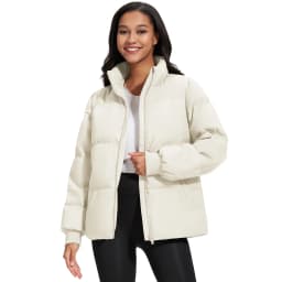 TACVASEN Womens Winter Padded Quilted Duck Down Coat Waterproof Warm Zip Up Daily Jacket Windproof Stand Collar Casual Jacket