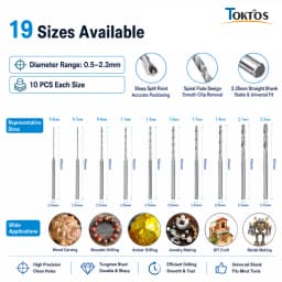 TOKTOS 10PCS HSS Micro Drill Bits 0.5-2.3mm 2.35mm Shank Precision Twist Drill Set for Jewelry Making Metalworking DIY Tools