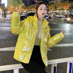Glossy Waived Wash Down Cotton Women's Padded Clothes Winter New Colorful Coat Korean Version Loose Thicken Student Jacket