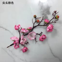 Cherry Red Plum Blossom Silk Artificial Flowers Plastic Branch for Wedding Home Decor Interior Decoration Foam Berry Fake Flower
