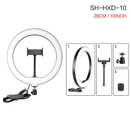 10 inch Selfie Desktop Ring Light LED Lamp Tripod Stand Phone Holder for Live Stream Makeup YouTube Video Photography Studio