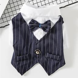 Classic Stripes Tuxedo for Small Dogs Cats Spring Autumn Pet Jacket with Bowknot Gentleman Dog Clothes Schnauzer French Bulldog
