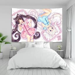 VIKAMA Anime Tapestry with Nekopara Chocola And Vanilla Neko Character Design for Anime Room and Bedroom Wall Decor