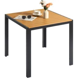 Garden Table Aluminum +Wood-plastic WPC, Dining Table, Bistro Balcony Patio Table,Heat and Weather Resistant,Non-slip,75cm,Black