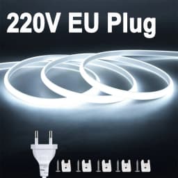 230V 220V LED Strip COB Light With EU Power Plug Home Decoration Lamp Wall / Corridor Under Cabinet Lighting Strips Waterproof