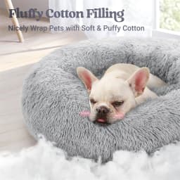 Soft Long Plush Cat House Beds Dog Calm Warm Faux Fur Bed Donut Round Comfortable Sleeping Bed Washable for Small Medium Dog Cat