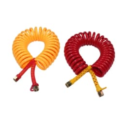 Spiral Spring Reinforced Air Brake Hose, Double Layer PU Coiled Line for Truck & Trailer - Black Red Yellow