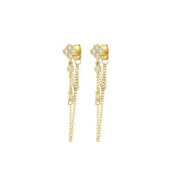 TIANDE Gold Color Double Chain Dangle Earrings for Women Zircon Piercing Ear Stud Hoop Earrings 2022 Trendy Jewelry Accessories