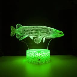 Nighdn Fish 3D Illusion Table Lamp LED Touch Acrylic 7/16 Color Changing Night Light Gift for Kids Elder Bedroom Decoration