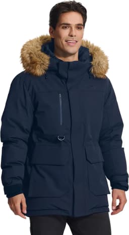 Pioneer Camp Men's Winter Coat Down Parka Jacket Men Heavyweight Thicken Insulated Puffer Jacket with Removable Faux Fur Hood