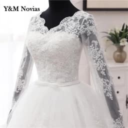 New Spring Lace Appliques Wedding Dress Long Sleeve Vestidos De Novia 2026 V-Neck Bride Wedding Gown Customized Plus Size