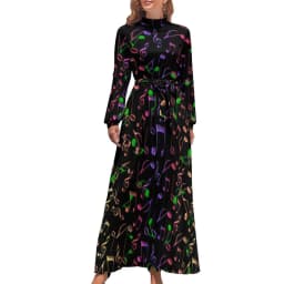 White Music Notes Dress Note Worthy Print Sexy Maxi Dress Aesthetic Bohemia Long Dresses High Waist Pattern Clothing