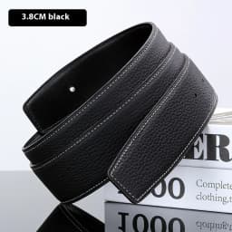 Luxury Belt Ultra-Thin Pointed Belt Headless Men And Women First Layer Cowhide Letter Buckle Replacement Buckleless Belts3.2/3.8