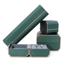 Fashional New Design PU Leather Double Ring Pendant Bangle Bracelet Jewelry Gift Box for Marriage Proposal Wedding