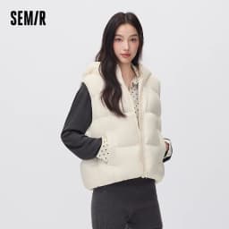 Semir Women Down Vest 90 Percent Down Fill Loose Fit Water Repellent Balloon Shape Hooded Layering Versatile 2026 New