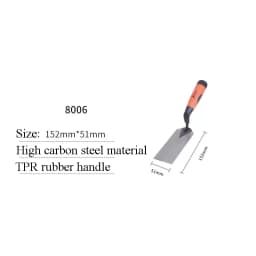 Carbon Steel Masonry Margin Trowel Pointing Trowel Putty Knife for Brick Laying with TPR Rubber Handle