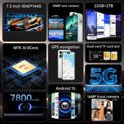 K-Touch Mobile Phones M17 Pro Max Smartphone 5G Dual Card Android 15 Cheap Cell Phone 7.3 Inch 16+48MP Camera 7800mAh WIFI GPS Global Version Cellphones For Men Women