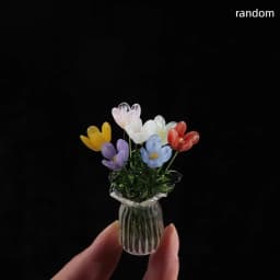 1Set Dollhouse Simulation Mini Flowers Handcrafted Floral Sculpture Floral Bouquet With Vase Lifelike Glass Flowers Gift