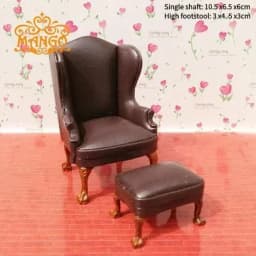 Doll house sofa furniture model simulation double leather sofa Miniature Furniture Armchair Sofa Footstool Doll Decor Toy