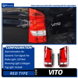 AKD Tail Lamp for Benz Vito W447 LED Tail Light 2016-2021 Vito Rear Fog Brake Turn Signal Automotive Accessories