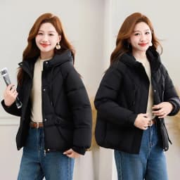 2027 Winter New High End Big Fur Collar Workwear Down Cotton Jacket Women's Fashion Short Thicken Cotton Female Parkas Coats