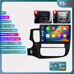 Hizpo 2 Din Android 13 For Mitsubishi Outlander 3 2012-2018 Car Multimedia Player Stereo CarPlay Navigation GPS Octa Core 7862