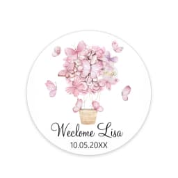 Custom Welcome Baby Hot Air Balloon Animals Birthday Party Labels Favors Round Sticker Baby Shower Personalise Travel Sticker