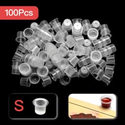 100pcs Disposable Tattoo Ink Cups Plastic Pigment Clear Holder Container Caps Tattoo Permanent Makeup Microblading Supply