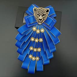 Men's Bow Tie Original Design Rhinestone Leopard Head Brooch Handmade Jewelry Gifts for Men Women High-end Wedding Collar Flower