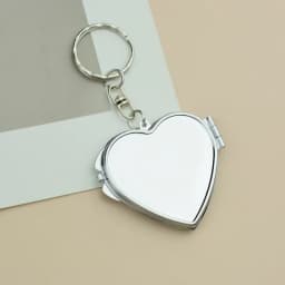 Mini Keychain Mirror Folding Pocket Double Makeup Mirror Heart-Shaped Round Cosmetic Mirror Small Portable for Travel