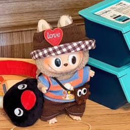 17cm Mini Doll'S Clothes Outfit Accessories for Labubu V1 V2 Striped Overalls Cool Handsome Clothing Gift