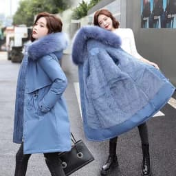 Spring Parkas Women Coats Mid Length Coat Thick Warm Hooded Drawstring Jackets Splice Zipper Tight Waist Jacket Autumn Winter