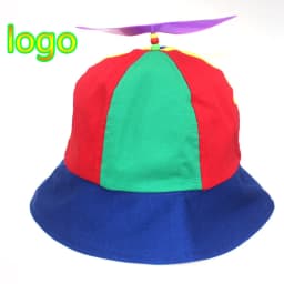 New Custom Logo Parent Child Cotton Helicopter Propeller Bucket Cap Outdoor Unisex Color Matching Sun Protection Fisherman Hat