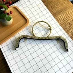 LIONSEN 22cm Big Ring Metal Purse Frame Handle Clutch Bag Accessories DIY Kiss Clasp Lock Bronze Embossing M-shaped HandBag