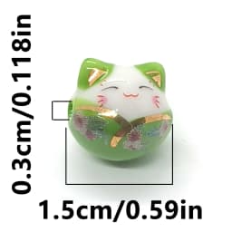 15mm 6pcs Tie Lucky Cat Shape Ceramic Beads For DIY Bracelet Keychain Necklace Gifts Accessories Bead