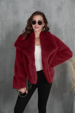 Women's Artificial Fur Coat with Large Lapel Short Fashionable Fox Fur Style Fluffy Plush Clothing for Ladies