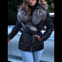 Winter Coat Women Bright Surface Large Collar Short Down Cotton Jacket Punk Style Slim