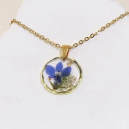 Pressed Flower Charm Necklace Handmaking Epoxy Resin Dried Flower Series Necklaces Natural Flowers Pendant Custom Chain Necklace